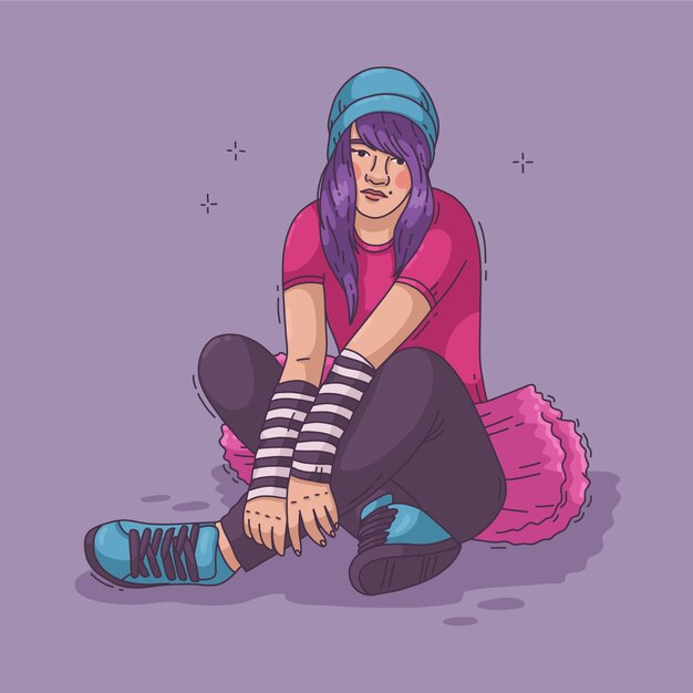 Ilustración emo dibujada a mano
