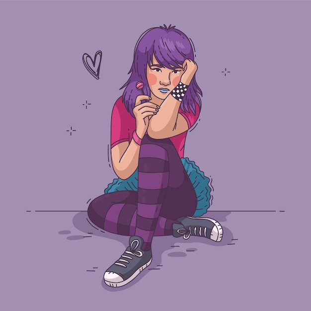 Ilustración emo dibujada a mano