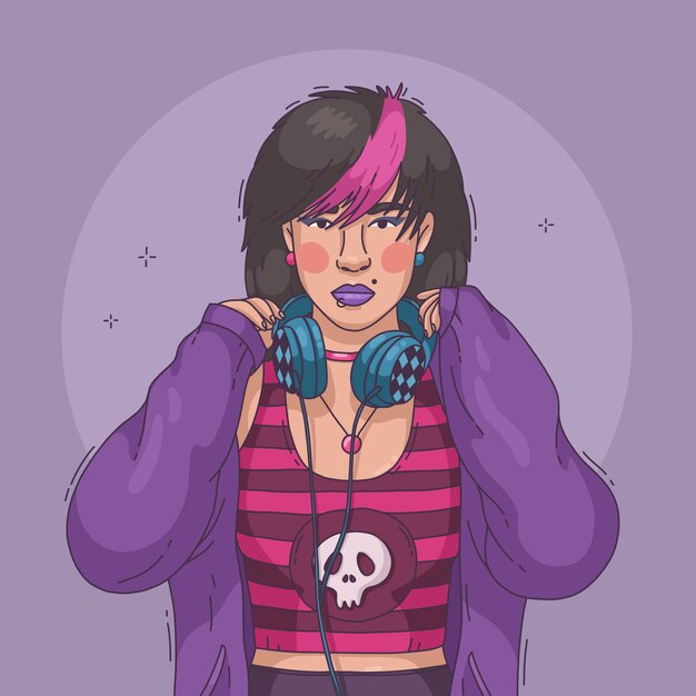 Ilustración emo dibujada a mano