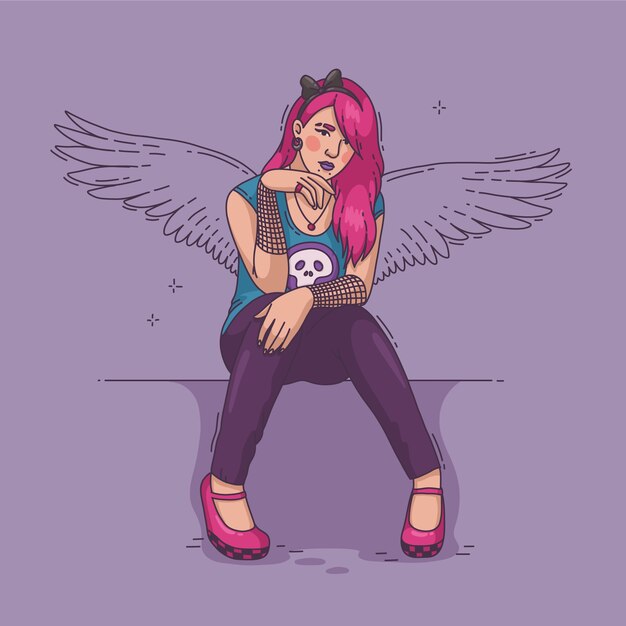 Ilustración emo dibujada a mano