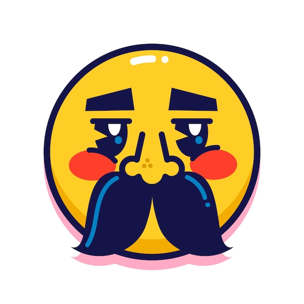 Ilustración de emoji de bigote de diseño plano