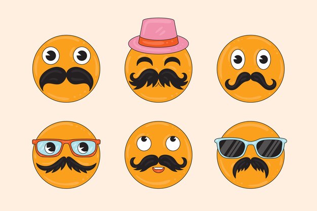 Ilustración de emoji de bigote de diseño plano