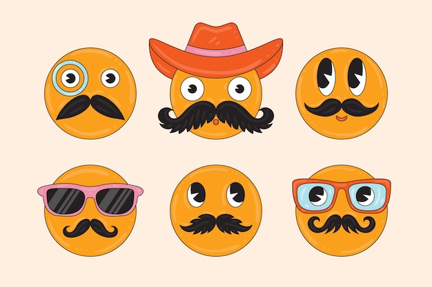 Ilustración de emoji de bigote de diseño plano