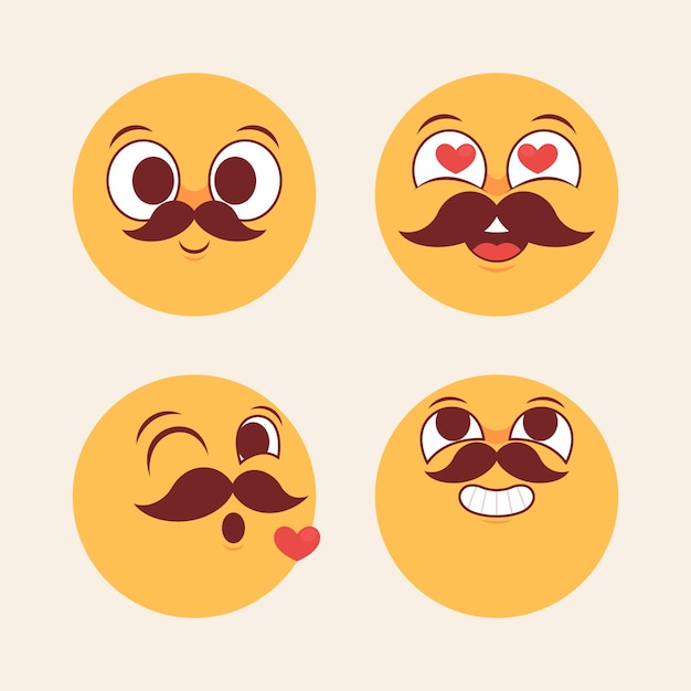Ilustración de emoji de bigote de diseño plano