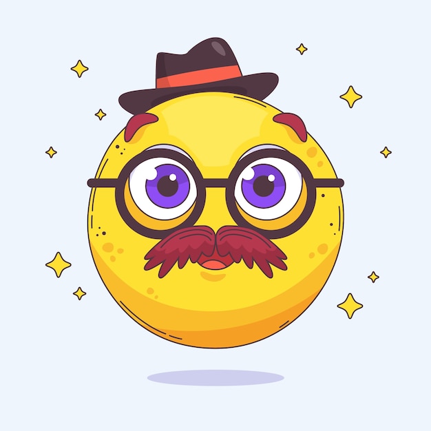 Ilustración de emoji de bigote de diseño plano