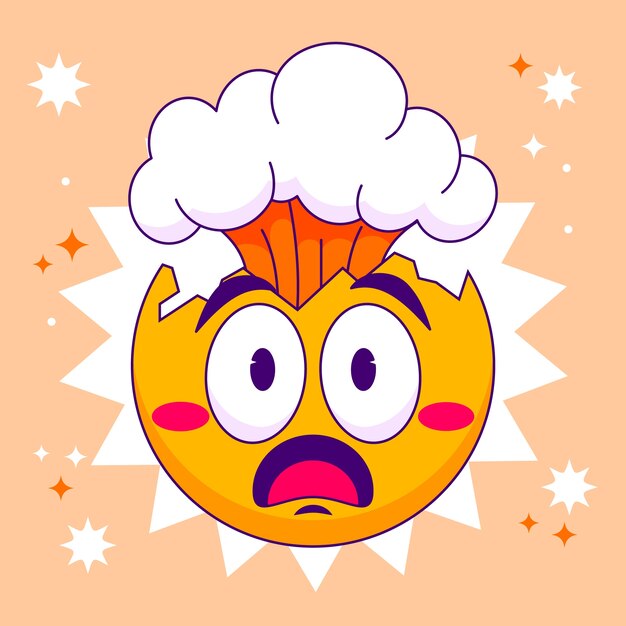 Ilustración de emoji de cabeza explotando dibujada a mano