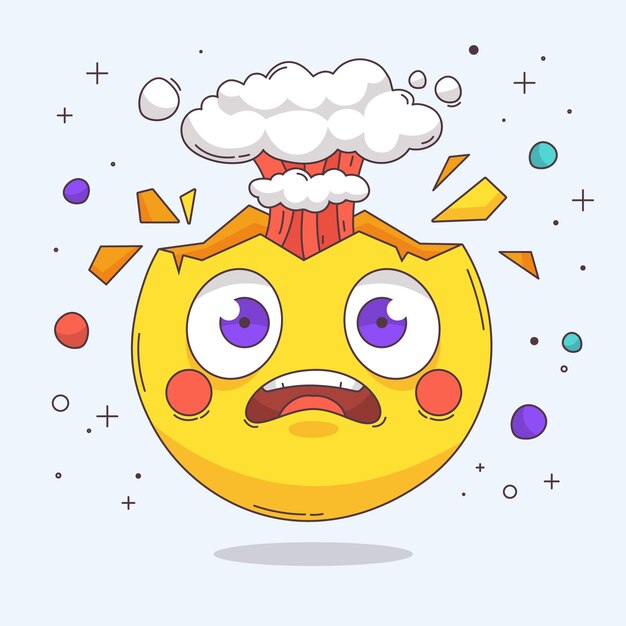Ilustración de emoji de cabeza explotando dibujada a mano