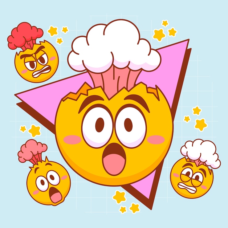 Vector gratuito ilustración de emoji de cabeza explotando dibujada a mano