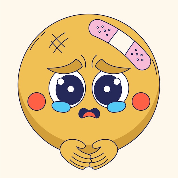 Vector gratuito ilustración de emoji de cara herida