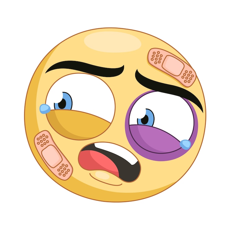 Vector gratuito ilustración de emoji de cara herida