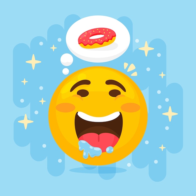 Vector gratuito ilustración de emoji de diseño plano y hambriento