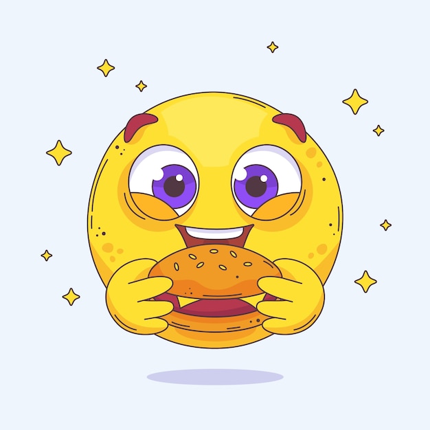 Ilustración de emoji de diseño plano y hambriento