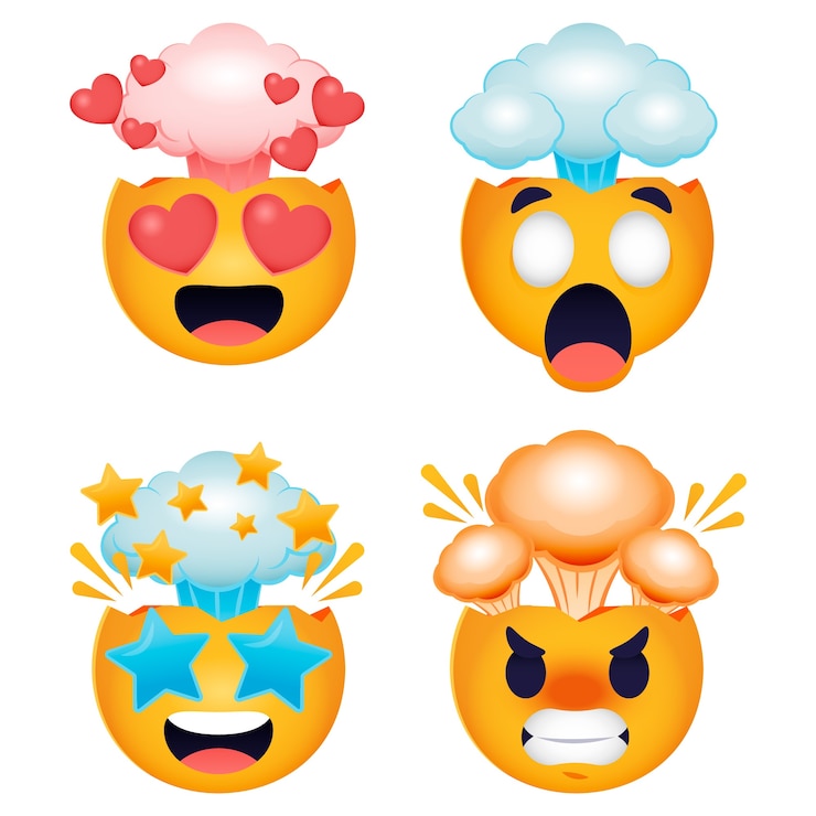 Vector gratuito ilustración de emoji de explosión de cabeza degradada
