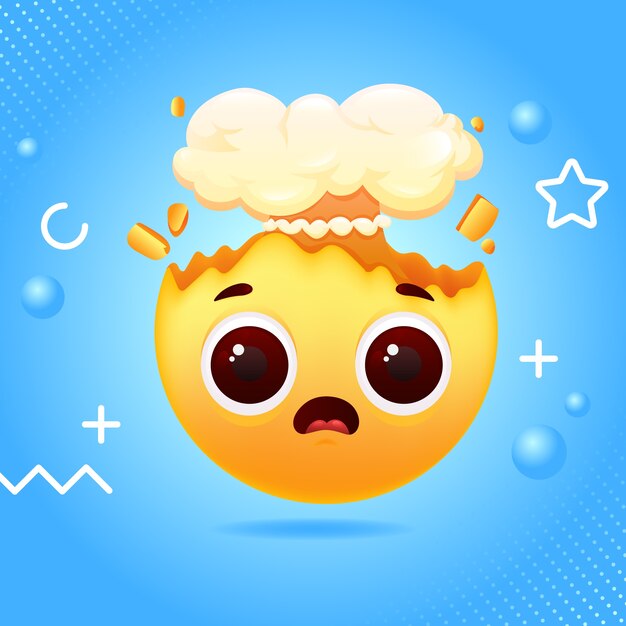 Ilustración de emoji de explosión de cabeza degradada
