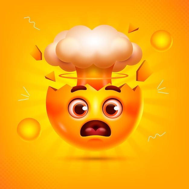 Ilustración de emoji de explosión de cabeza degradada