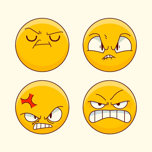 Ilustración de emoji frustrado dibujado a mano