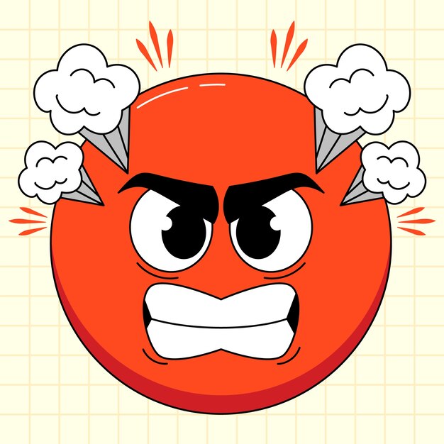 Ilustración de emoji de odio de diseño plano