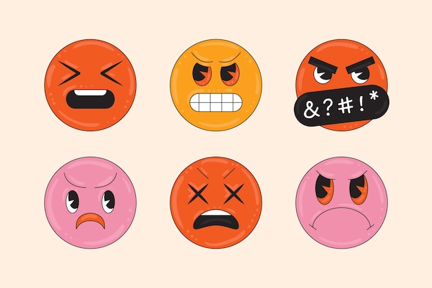Ilustración de emoji de odio de diseño plano