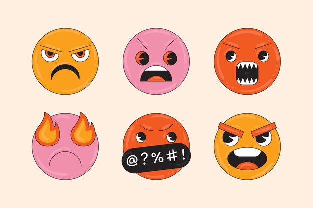Ilustración de emoji de odio de diseño plano