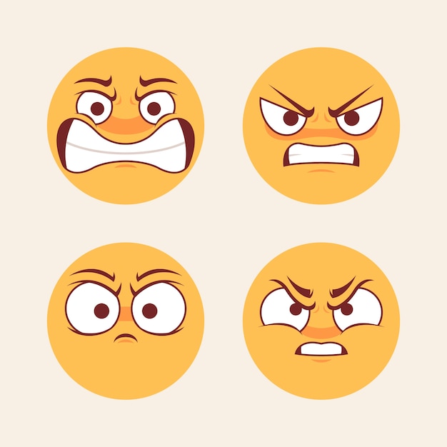 Ilustración de emoji de odio de diseño plano