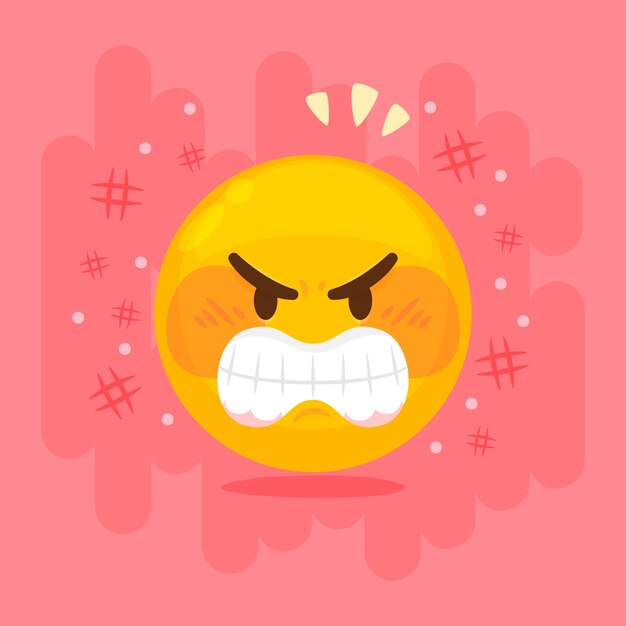 Ilustración de emoji de odio de diseño plano