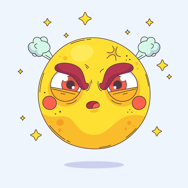 Ilustración de emoji de odio de diseño plano