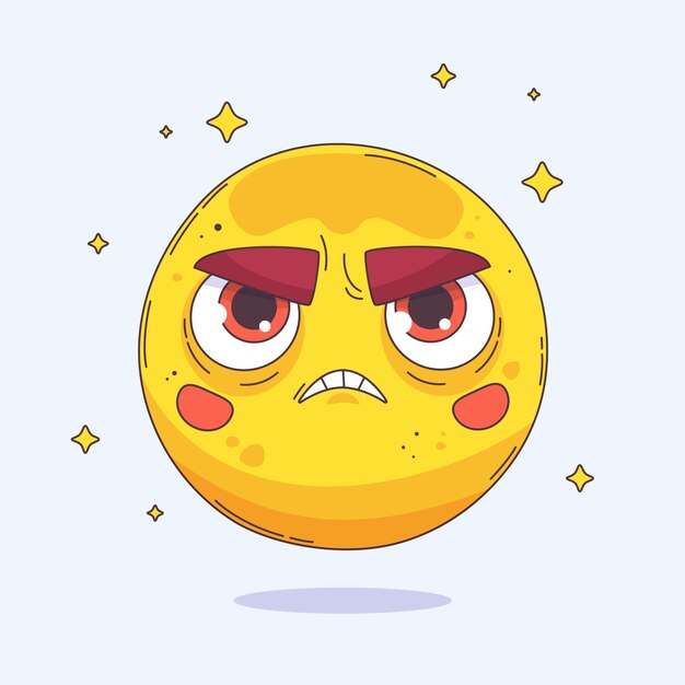 Ilustración de emoji de odio de diseño plano