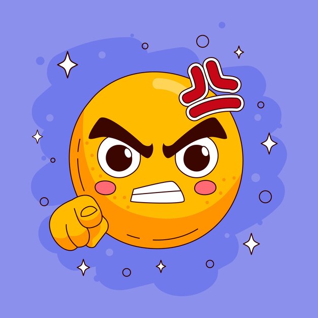 Ilustración de emoji de odio de diseño plano