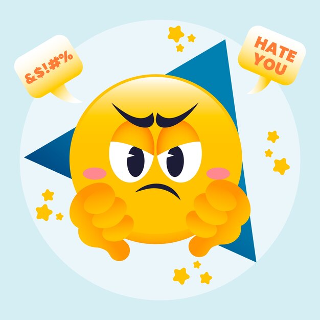 Ilustración de emoji de odio con gradiente