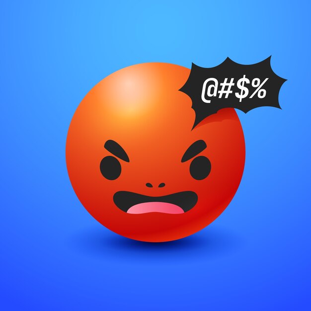 Ilustración de emoji de odio con gradiente