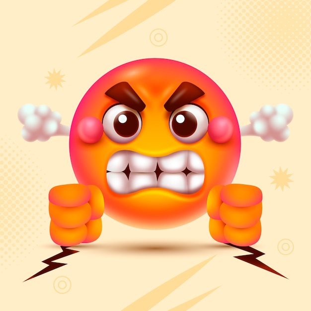 Ilustración de emoji de odio con gradiente