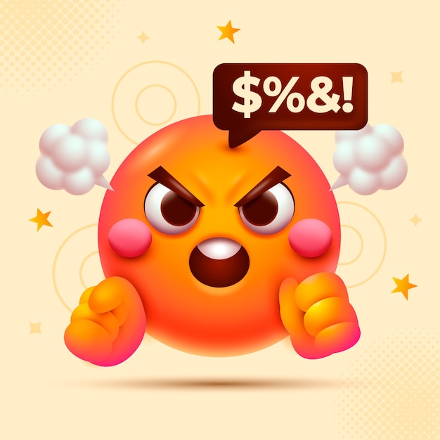 Vector gratuito ilustración de emoji de odio con gradiente