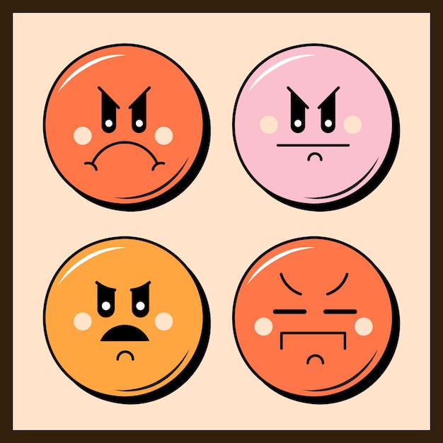 Ilustración de emoji sonriente retro de diseño plano