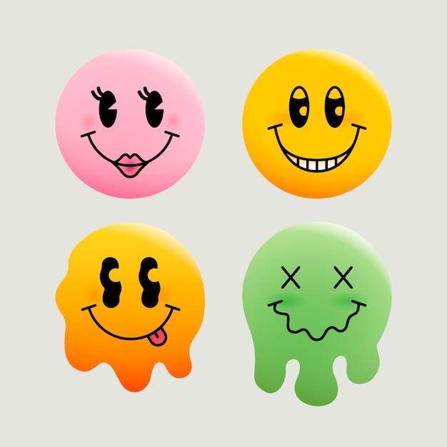 Ilustración de emoji sonriente retro con gradiente