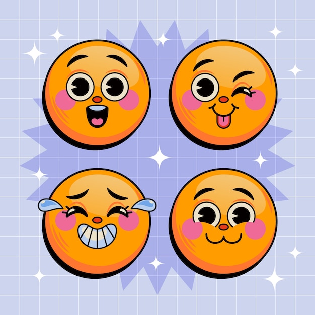 Ilustración de emoji de sonrisa retro dibujada a mano