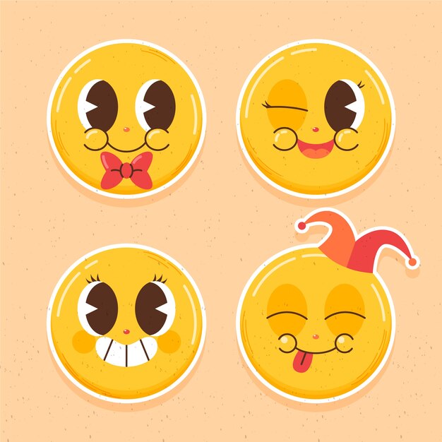 Ilustración de emoji de sonrisa retro dibujada a mano