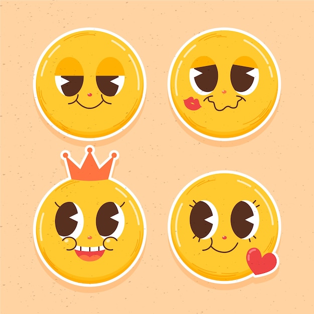 Vector gratuito ilustración de emoji de sonrisa retro dibujada a mano