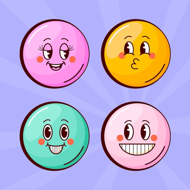 Vector gratuito ilustración de emoji de sonrisa retro dibujada a mano