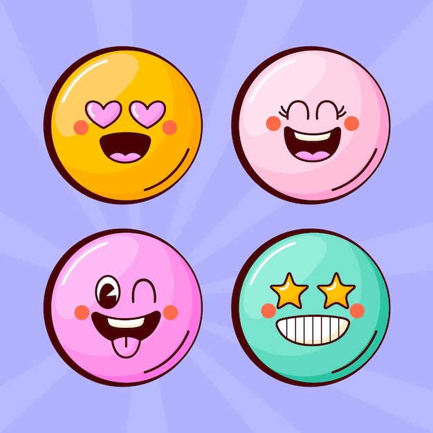 Vector gratuito ilustración de emoji de sonrisa retro dibujada a mano