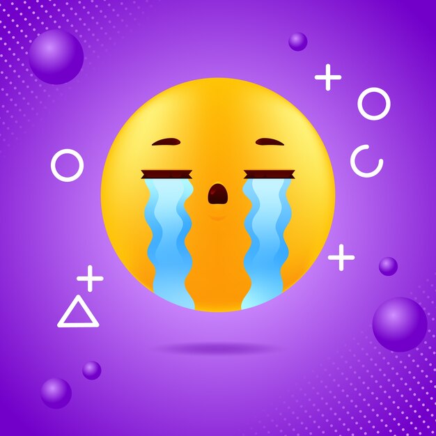 Ilustración de emoji triste con gradiente
