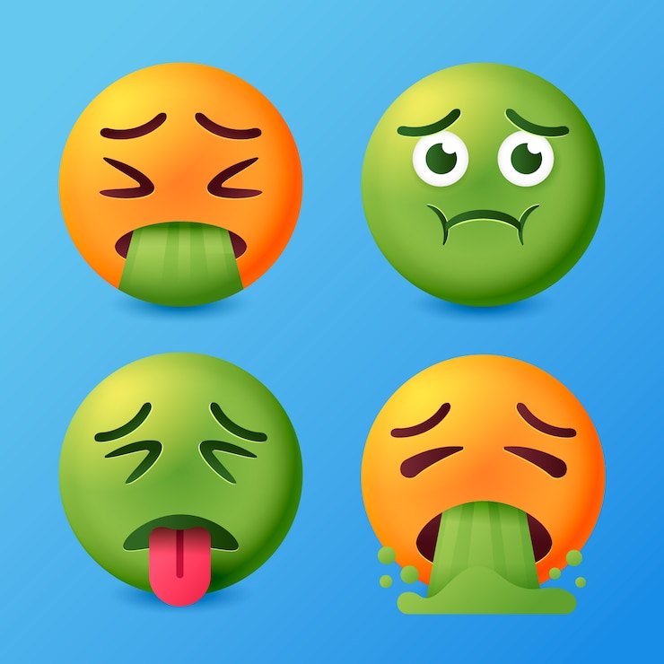 Vector gratuito ilustración de emojis de asco gradiente