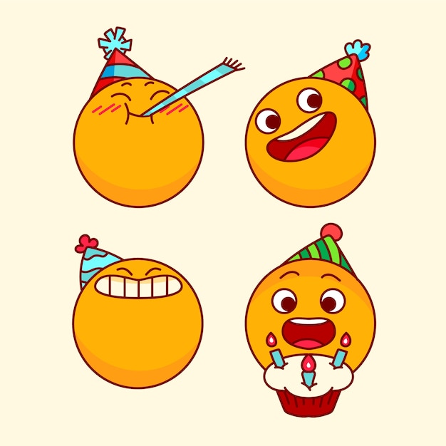 Vector gratuito ilustración de emojis de cumpleaños