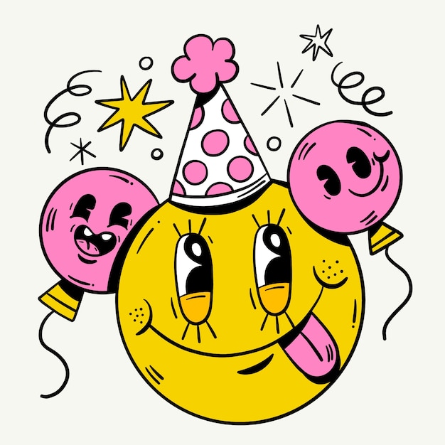 Ilustración de emojis de cumpleaños