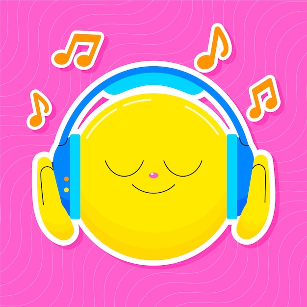 Vector gratuito ilustración de emojis para escuchar música