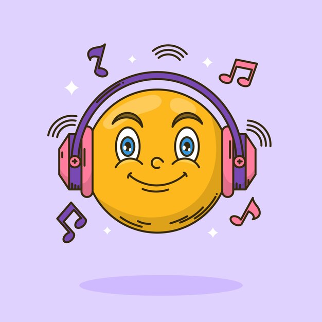 Ilustración de emojis para escuchar música