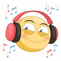 Vector gratuito ilustración de emojis para escuchar música