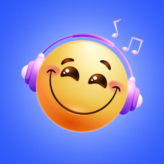 Vector gratuito ilustración de emojis para escuchar música