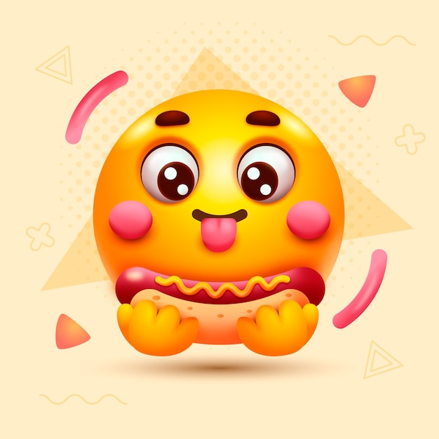 Ilustración de emojis con gradiente hambriento