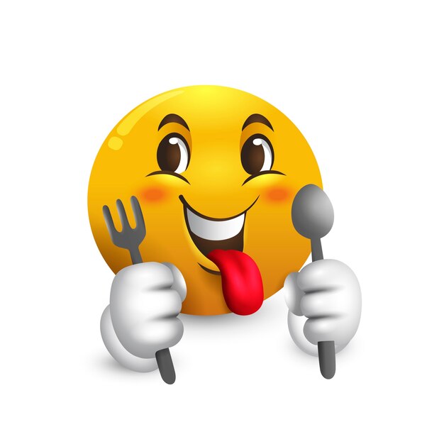 Ilustración de emojis hambrientos dibujados a mano