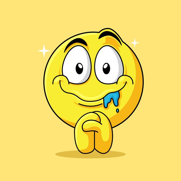 Ilustración de emojis hambrientos dibujados a mano